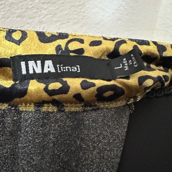 Ina Velvet Leopard Print Long Puff Sleeve Midi Dress - Size Large - Picture 4 of 8